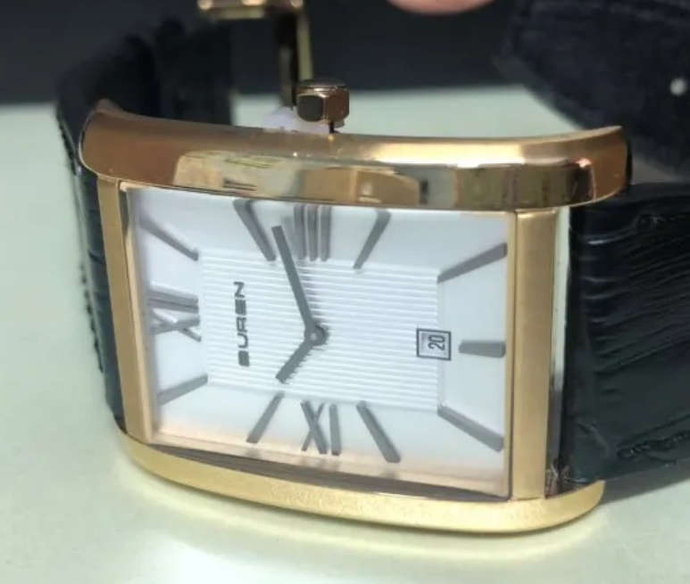 Buren Leather Strap GP Rectangular face Men's Watch